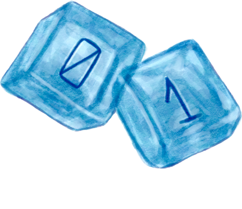 FrozenBits IT AB logo: two ice cubes marked 0 and 1
